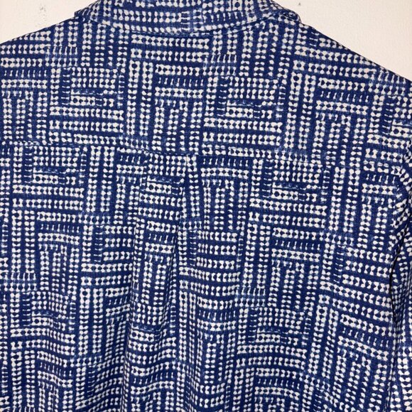 J. McLaughlin Blue Collared Catalina Cloth Geometric Stretch Dress Small Classy - Picture 11 of 16